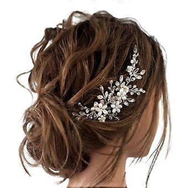 Bröllop Hårkam Pärlblomma Håraccessoar Strass Dam Bröllop Håraccessoarer (Silver)