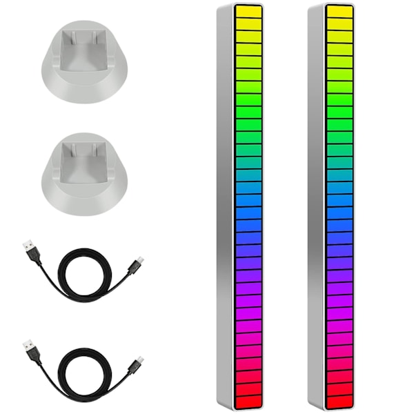 2 stk. Rgb stemmeaktivert opphenting rytmelys, oppladbar Usb lydkontroll omgivelseslys bil rytmelys 32 bit musikk