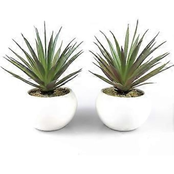 Små Kunstige Planter i Keramiske Potter, Falsk Grønt 2 stk Sæt 3,5\" x 6,7\" (D x H)