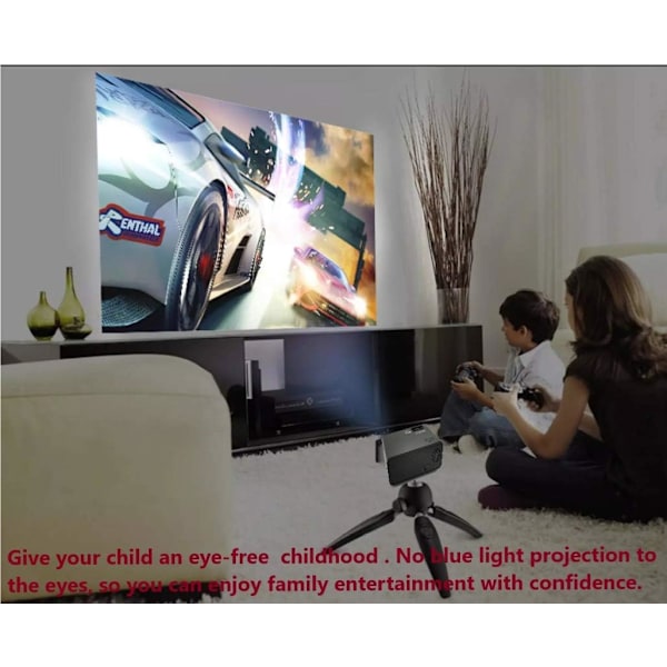 LED-projektori HD 1080P, yhteensopiva HDMI:n, USB:n, AV:n kanssa - musta