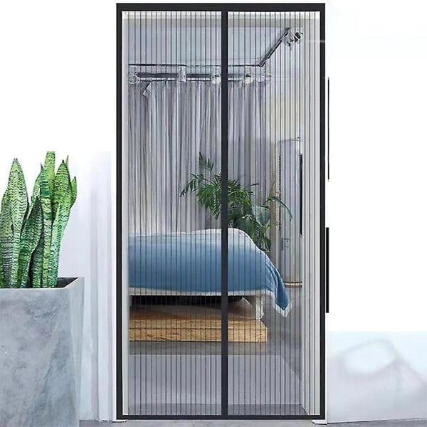 Magnetisk skärmdörr Heavy Duty Mesh skärmdörr gardin Håll insekter ute Ingen borrning krävs 80*220