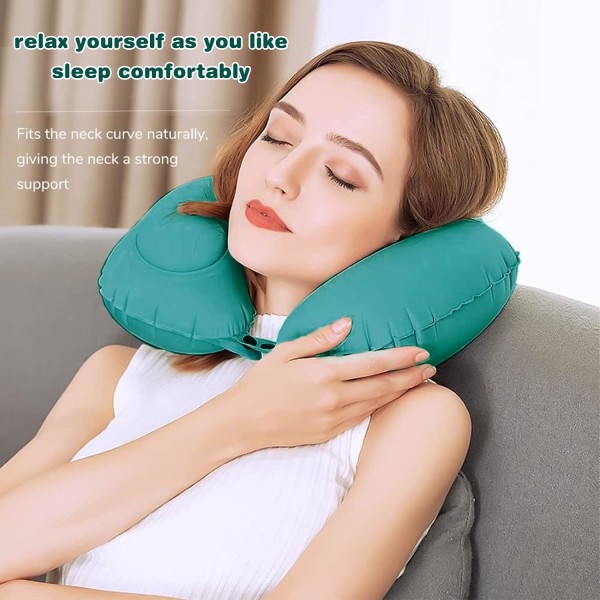 Portable U-Shaped Inflatable Pillow, Inflatable Neck Cushion, Fol