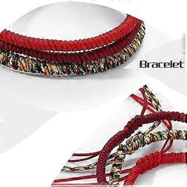 Set med 3 tibetanska buddhistiska armband handgjorda i flätat rep för män och kvinnor