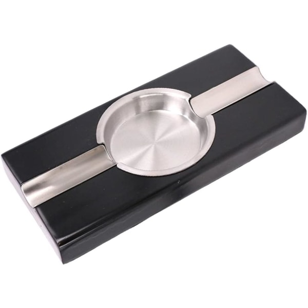 Portable Cigar Ashtray - Black - 2 Cigar Holder Travel Ashtray fo