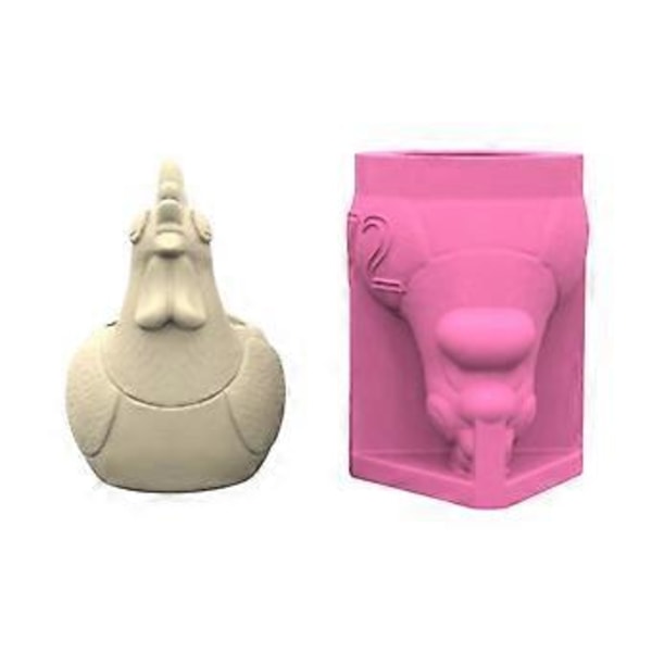 Kreativ Silikonform för Växtkrukor Tuppform Cementkrukor Formar Perfekt för Epoxiharts Cementlera och Gips Hantverk