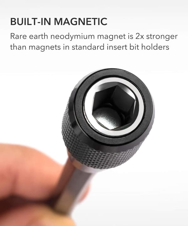 3 st magnetiska förlängningsstänger, elektrisk borrmaskinsbits, 1/4