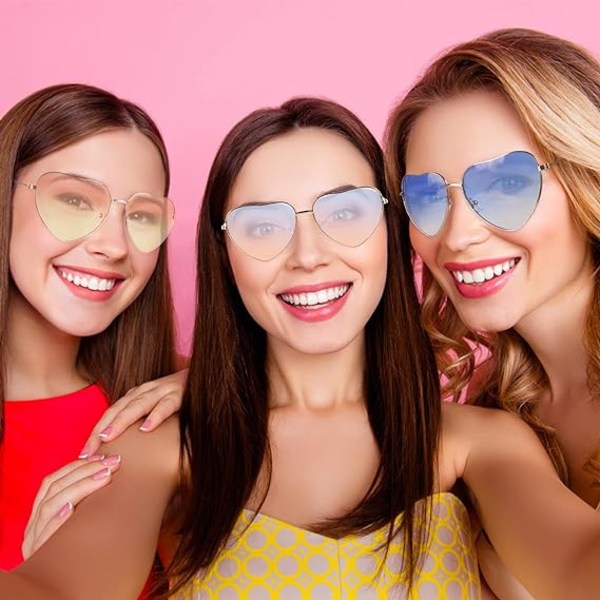 Gradient pulver Fashionable retro hjerteformet metal solbriller i
