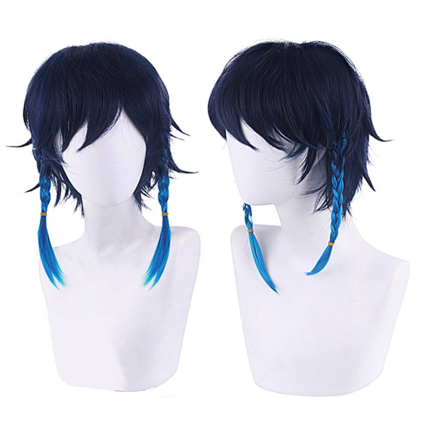 todellisista hiuksista valmistettu peruukki (sininen gradientti)