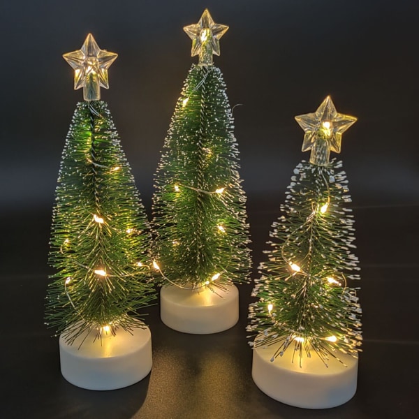 3 Artificiell julgran Mini Julgran och ljus, Minia