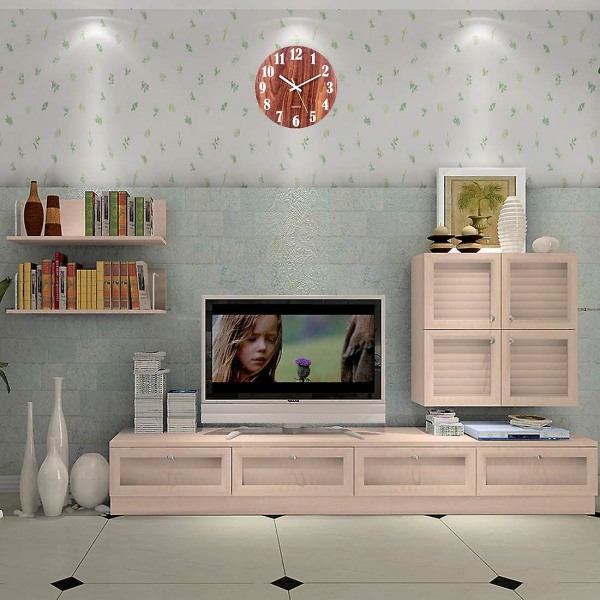 träfibrer självlysande väggklocka, modern dekorativ tyst väggklocka, stor urtavla med 30 cm