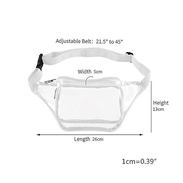 Transparent midjeväska för kvinnor, bältesväska, reseväska, höftväska, liten handväska, bröstficka för telefon, vit