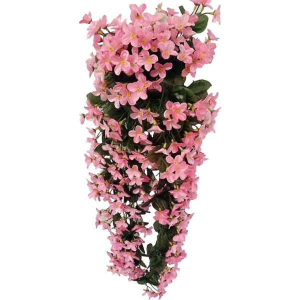 2 buketter kunstige hængende blomster, kunstige wisteria hængende blomster til bryllup hjem dekoration (lys pink)