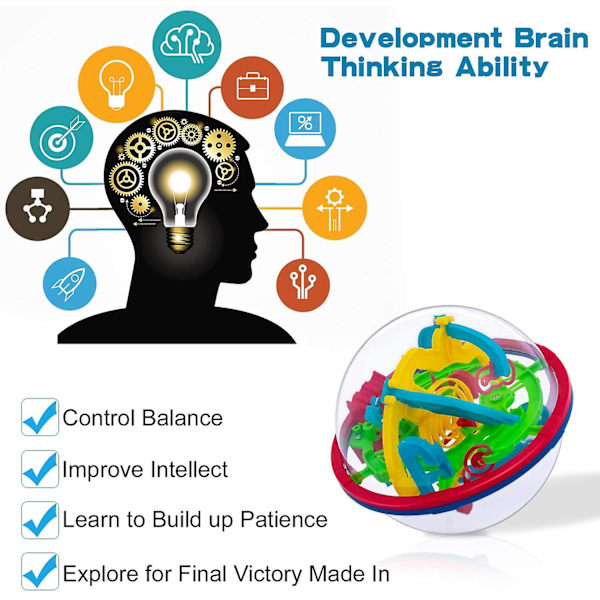 3D-labyrinttipallo, interaktiivinen labyrinttipeli (12 cm, 4,7 tuumaa) 100 haastavalla esteellä - 9-vuotiaille ja sitä vanhemmille