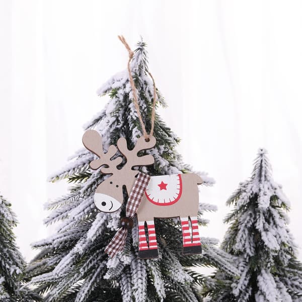 2 Färgglada Julgranar i Trä Älg Hänge Jul Dörr Garderob Gör