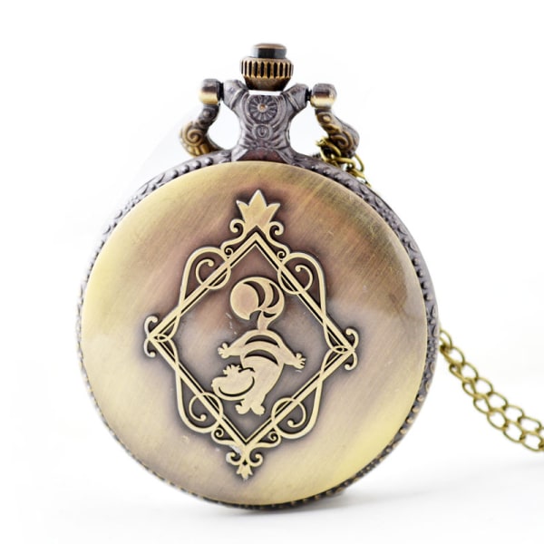 Vintage Alice in Wonderland antik cuivre kvarts montre de poche collier pendentif montre de poche f vintage
