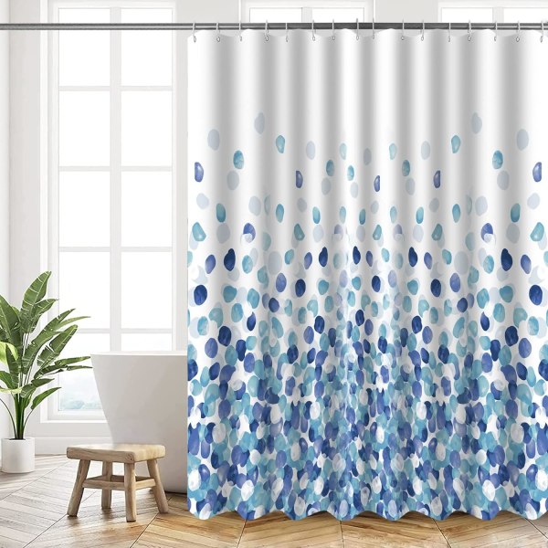 Bruseforhæng, Bruseforhæng 180x200cm, Maskinvaskbart Polyester Bruseforhæng med Badeforhæng til Badeværelse, Blå Bobler Mønster