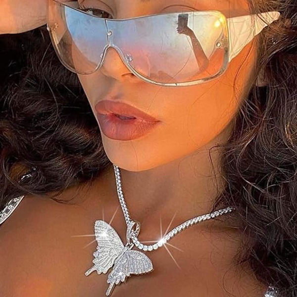 Krystal Sommerfugl Choker Halskæde Rhinestone Vedhæng Halskæder Kæde Funklende Sommerfugl Smykker Mode Fest Tilbehør til Kvinder og Piger