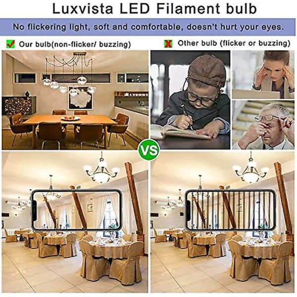 Led E27 Skruelyspære Dimbar, 4w G45 Led Filament Golf Ball Pære, Globe Pære 2700k Varm Hvit, 40w Pære, 5stk