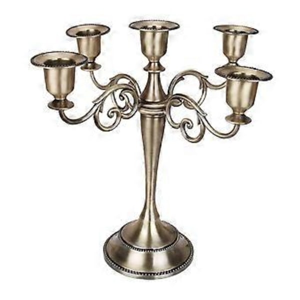 Lysestake for Søylelys Kandelaber Lysestake 5 Lys Sink Legering 5 Armer Lysestake for Borddekorasjon Eventmiddag (bronse) bronze