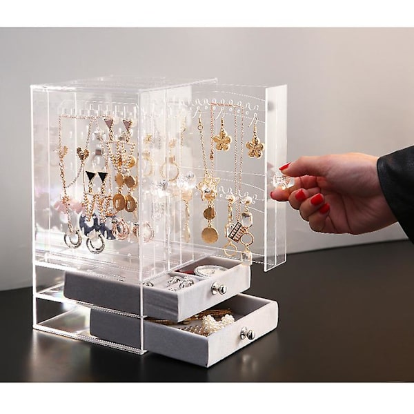 Ørestikholder Akryl Støvfri Klar Ørestik Display Organizer Ørestik Opbevaring（Box  skuffer）