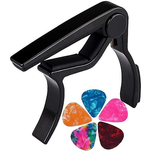 Capo, Gitarr Capo, Med 5-pack Plectrum, Gitarr Capos, För Akustisk Gitarr, Elgitarr
