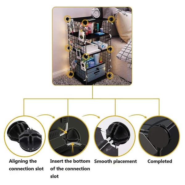 20 stk. Wire Cube Plastkoblinger Svart Interlocking Plastkobling Modulær Organizer Clasp Buckle Clip For Cube