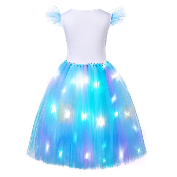 Prinsesse Tutu Jenter Led Glow Havfrue Prinsesse Kjole Flygende Erme Kjole For Halloween Kostyme（120cm）