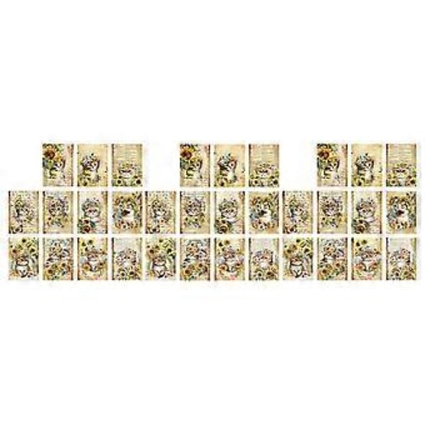 30 Ark Dekorativt Materialpapir Søtt Mønster Scrapbooking Dekorativt Papir for Dagbok Mobiltelefondeksel Planlegger