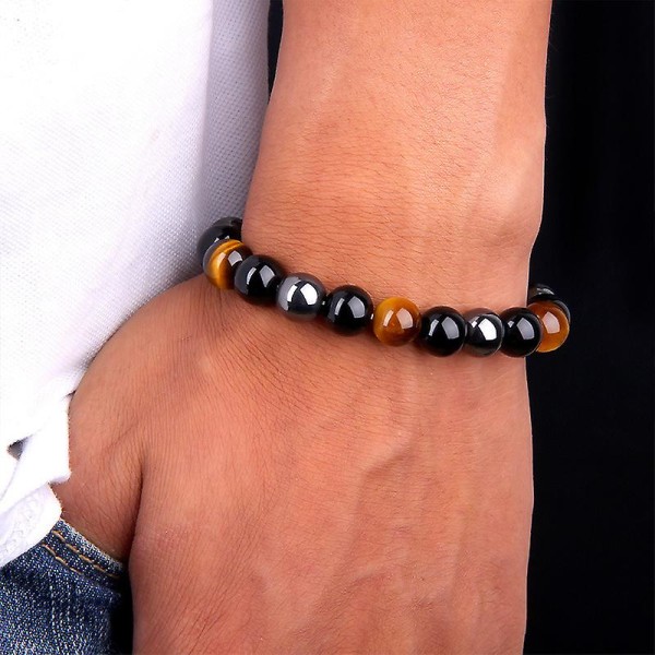 Triple Protection Bracelet 10mm Black Obsidian Bring Luck And Prosperity Obsidian Bracelet