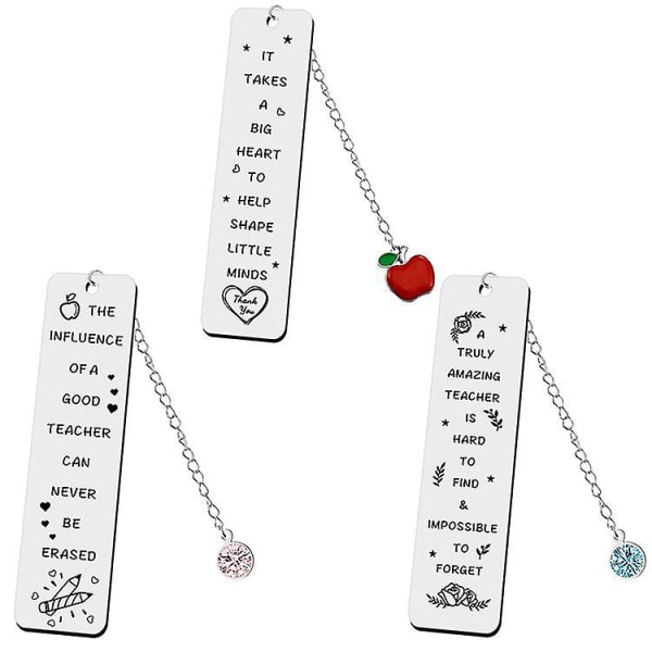 3pcs Personalized Custom Inspirational Gift Stainless Steel Bookmarks