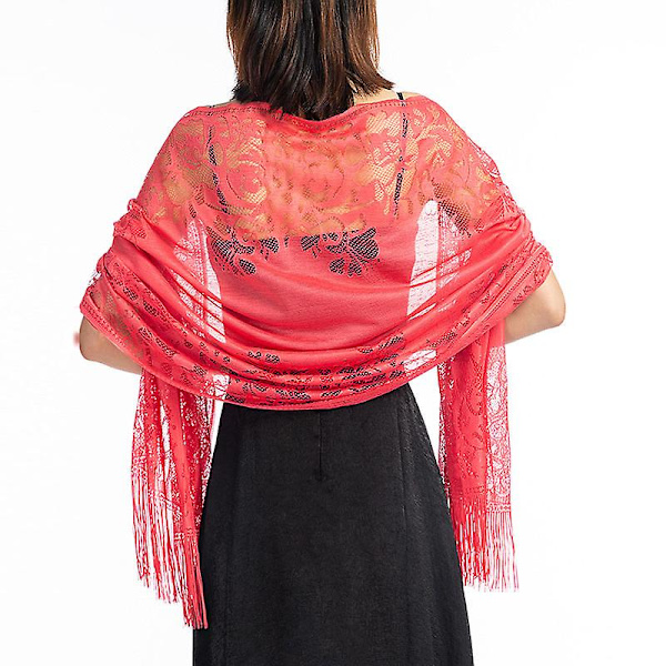 Ladiery Dame Blomsterblonde Sjal Sjal Med Dusker, Mykt Mesh Frynser Wraps For Bryllup Aften Festkjoler（Stil 7）
