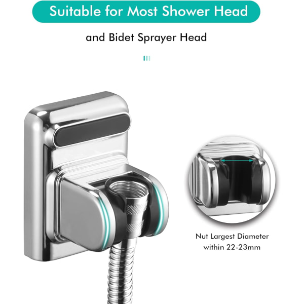 Silver Self Adhesive Shower Head Holder ABS Showerhead Bracket Ad