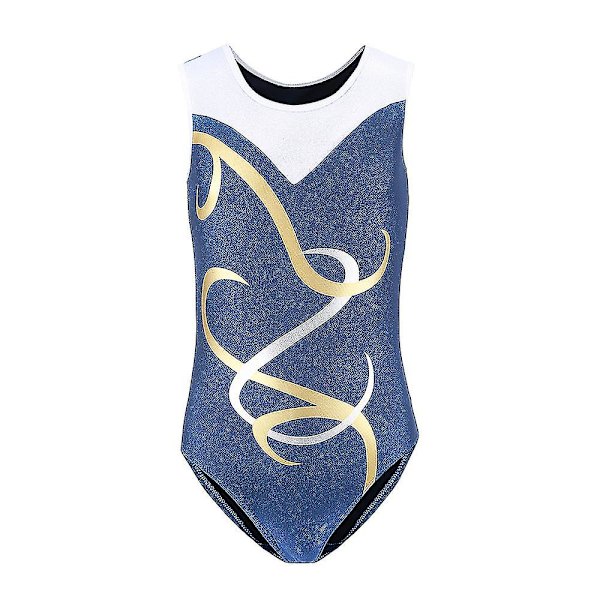 Flickor Ärmlös Danskläder Gymnastik Leotard Balett Leotards（7-8Y Mörkblå）