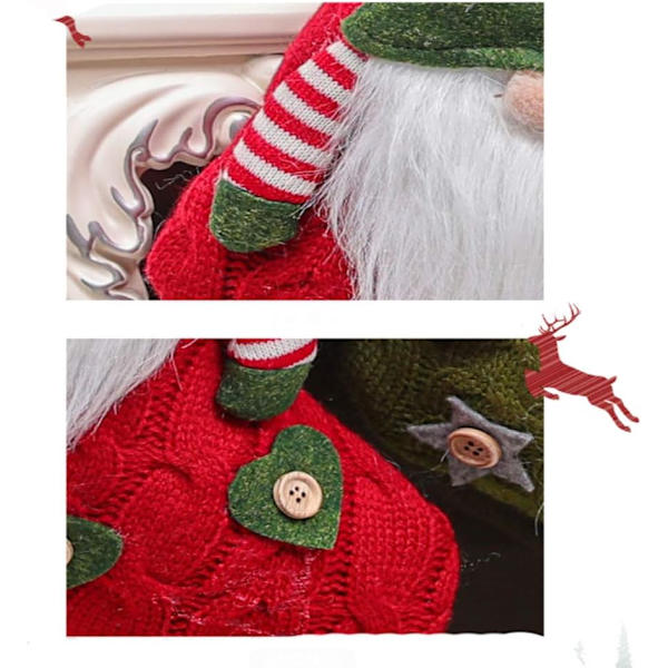 1 st julstrumpa stickad tomte strumpa handhängande strumpa