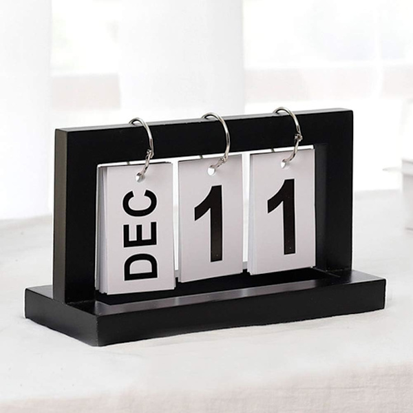 Trä Vintage Evighetskalender, Trä Flip Kalender Trä H