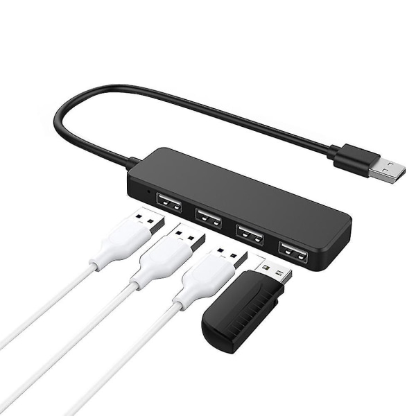 Usb Hub, 4-port Ultra-slank Usb 2.0 Hub Bærbar Adapter Højhastigheds Udvidelse Multi Usb Hub Splitter Lead Adapter