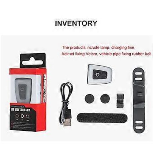 2-i-1 Cykellygte Forlygte Baglygte 2000mAh USB Genopladelig Vandtæt Cykel Foran Bag Taillight