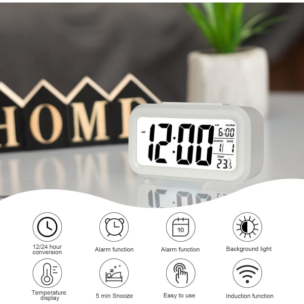 Digital väckarklocka, LED-väckarklocka med temperatur, snooze-funktion