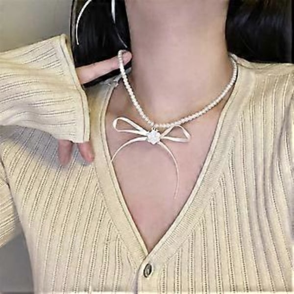 Rusetiriipus Kaulakoru/Korvakorut Perhoskaulakoru Naisille Tytöille Joustava Rusetti Solisluuketju Kaulakoru Asusteet earrings