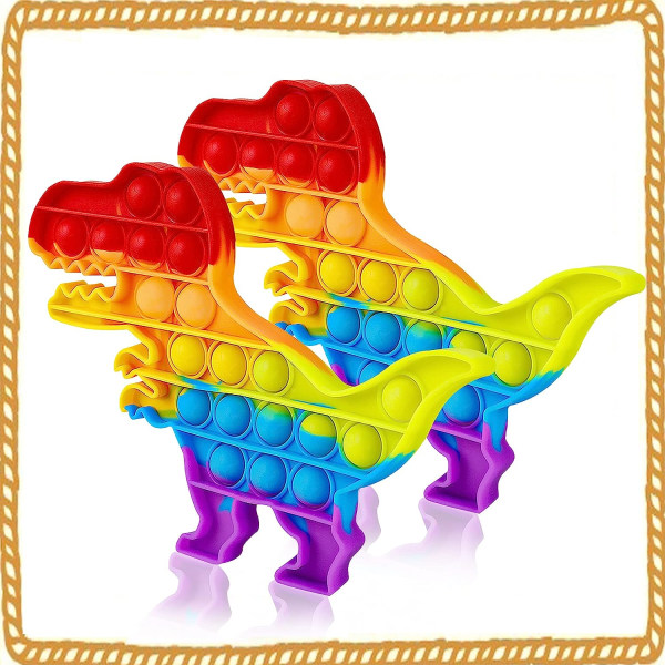 2 pakker Pop Poop Legetøj, Dinosaur Angst Sensorisk Stress Relief Tilfredsstillende ADHD Billig Bubble Popper Po Sæt, Rainbow Poppop