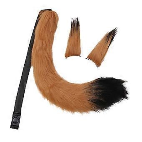 Fuskpäls Öron och Svans Set Maskerad Kostym Cosplay för Maskerad Barn Vuxen (Brun Svart) Brown Black