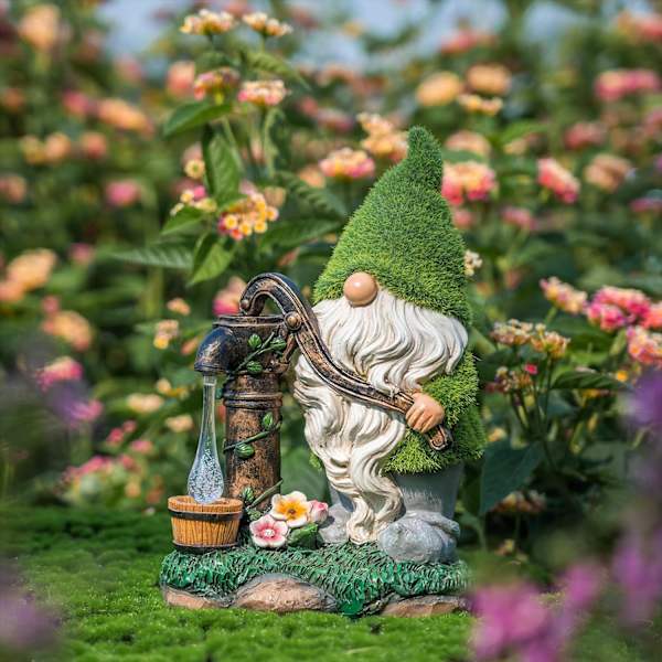 Flocked Puutarha Tonttu Koristeet, 29cm Suuri Hauska Tonttu Ulkona