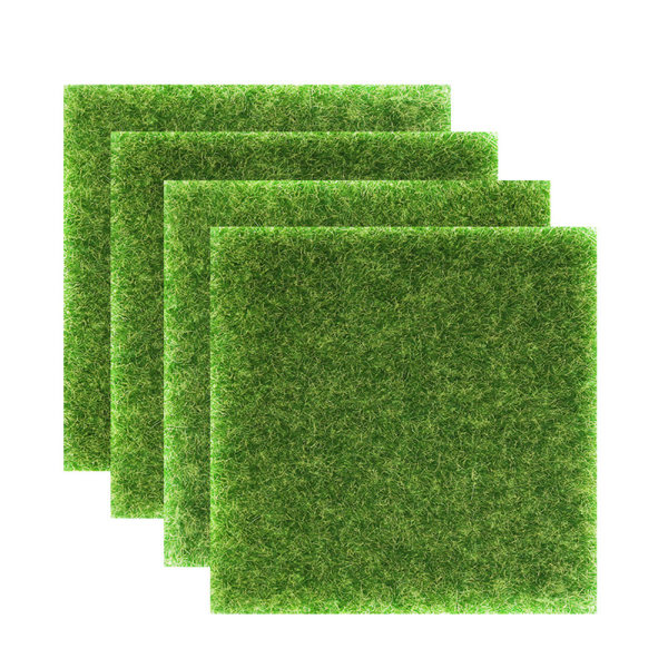 4 Pack Artificial Grass for Crafts 15 x 15 cm