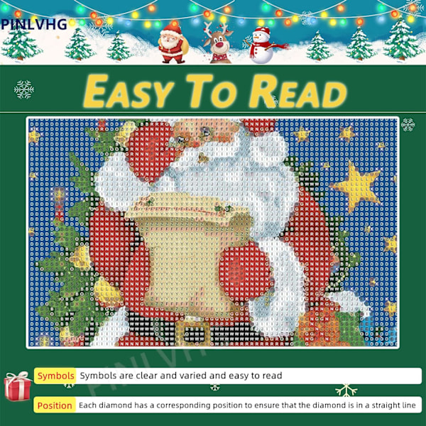 Julklapp Diamantmålning Kits för Vuxna, 5D Digital Målning för Barn Nybörjare, Full DIY för Väggdekor, Julgåva (Tomten 30,5 x 40,6 cm)