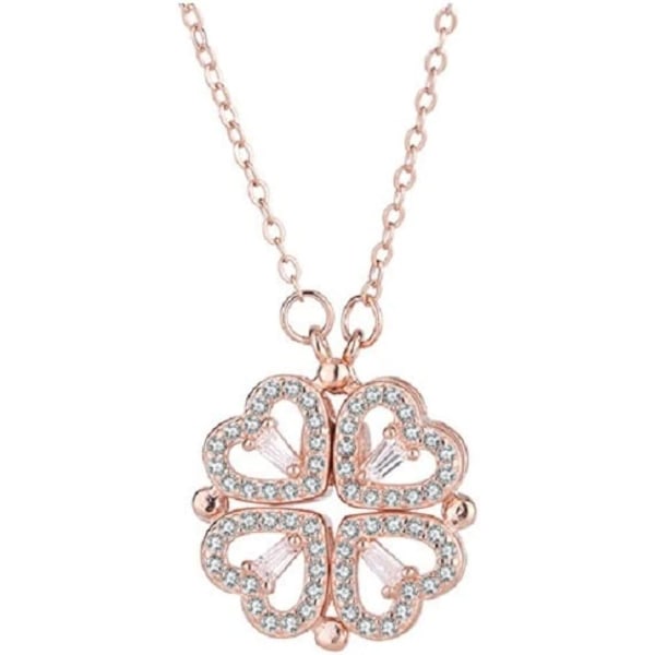 Convertible Heart and Four Leaf Clover Pendant Necklace in Sterli