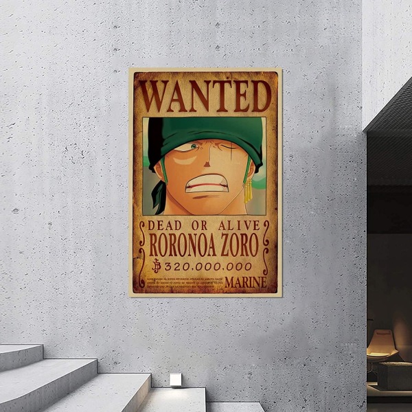 Anime-affisch, One Piece Wanted Posters 51,5 cm × 35,5 cm Stor, Man