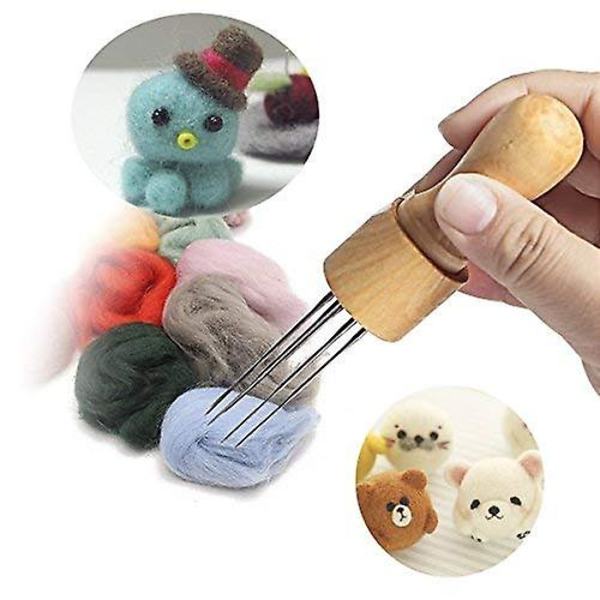Diy filt sting hulværktøj med massivt træhåndtag filtning mere effektivt (filt sting hulværktøj med massivt træhåndtag)