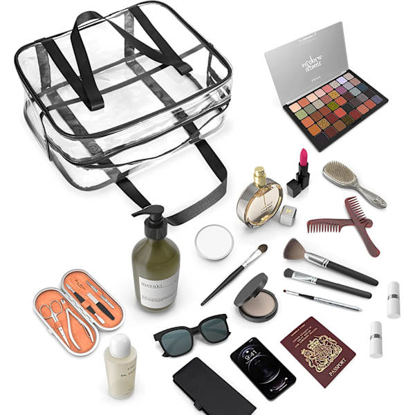 Grand Dégager Kosmetiktaske Gennemsigtig Toilettasker Tyk PVC Gennemsigtig Taske med Lynlås Pusletaske Strandtaske (Sort) Black
