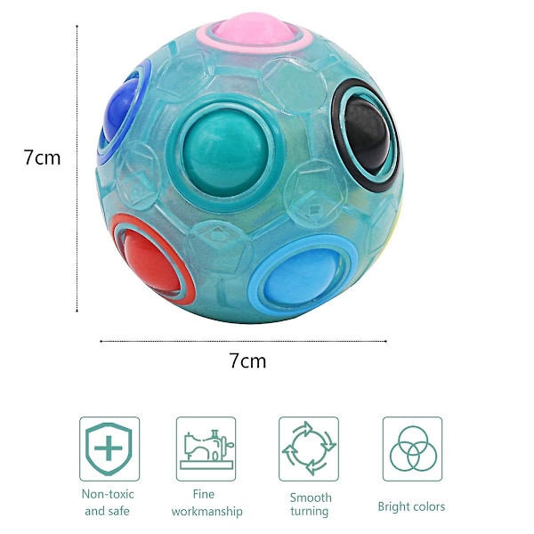 Magic Rainbow Ball Fidget Ball Speed ​​Pussel Ball Cube Brain Teasers Pedagogiska leksaksstrumpa fyllmedel för barn Vuxna（Lysande）