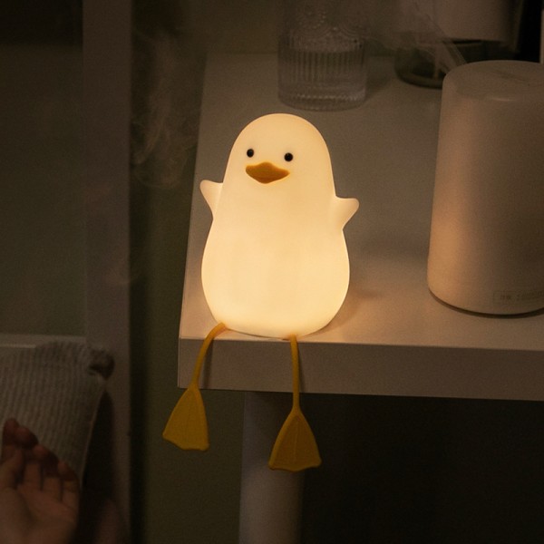 Nattlampa Cartoon Duck LED Telefonhållare Silikonlampa (Gul-